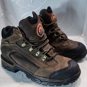 Irish Setter Mens Two Habors Brown Waterproof Leather Soft Toe Work Boot US 9.5